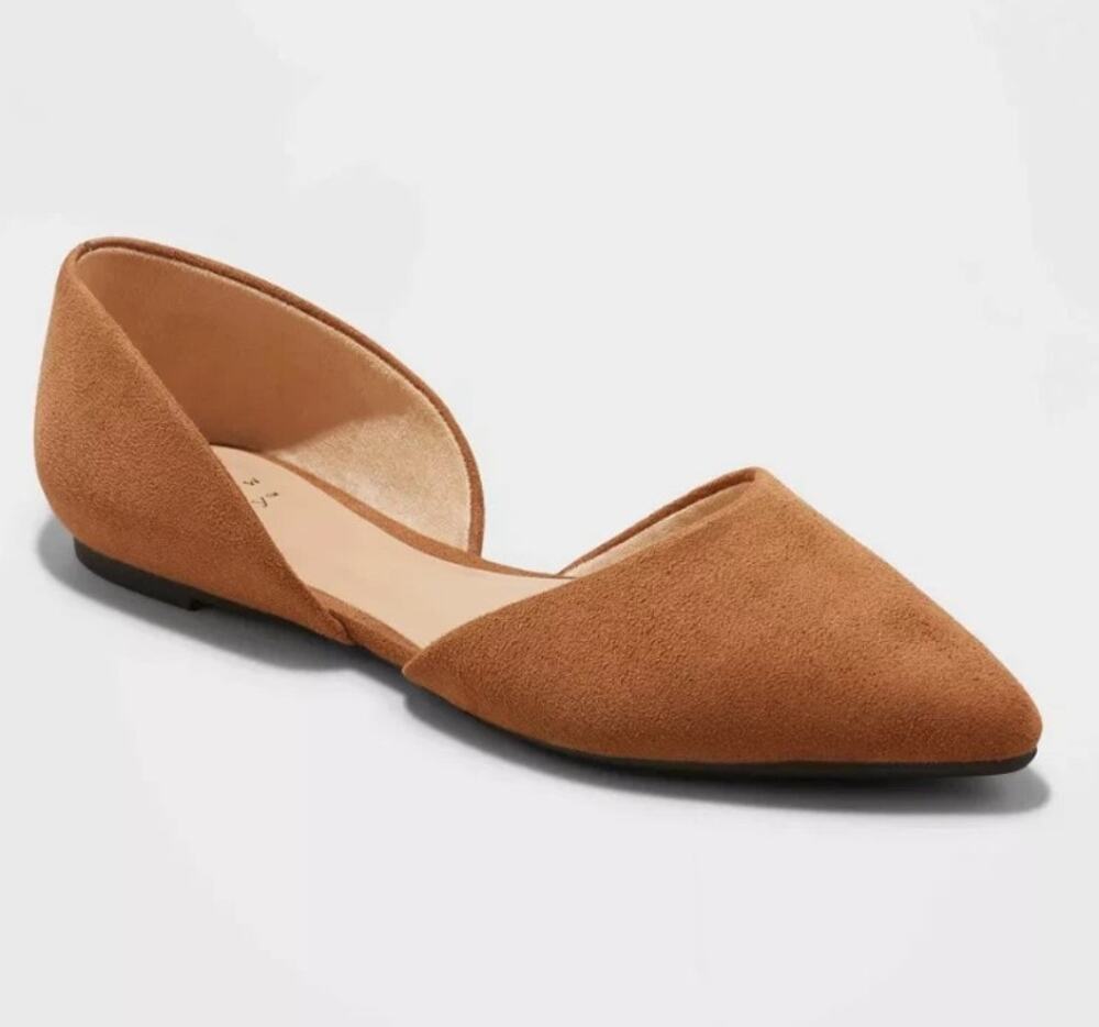 Women's Julie Ballet Flats with Memory Foam Insole - A New Day - Cognac 7.5